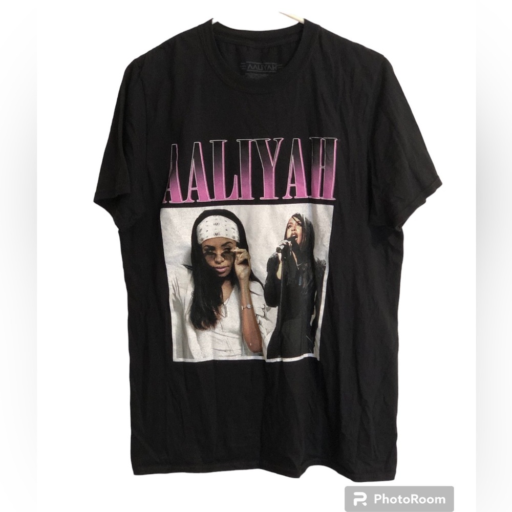 Aaliyah singer t-shirt tee black 100% cotton medium